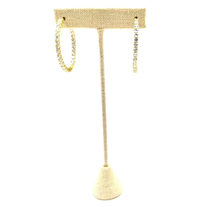 Ashley Gold Stainless Steel Gold Plated CZ Inside/Outside 1.5" Diameter Hoop Earrings