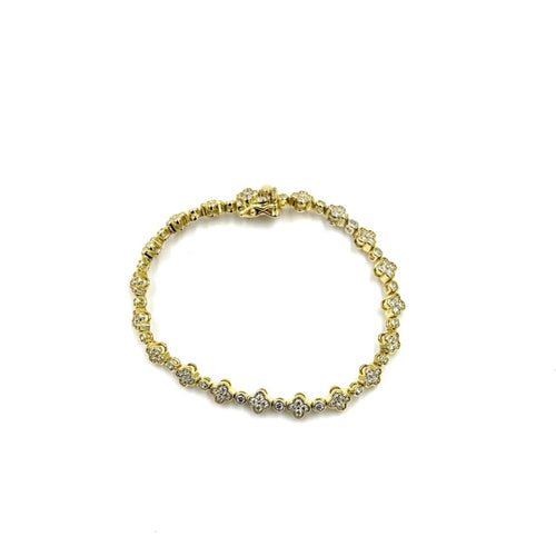 Ashley Gold Sterling Silver CZ Encrusted Clover Design Bracelet