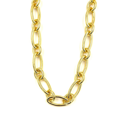 Ashley Gold Stainless Steel Gold Plated Open Oval Design Necklace