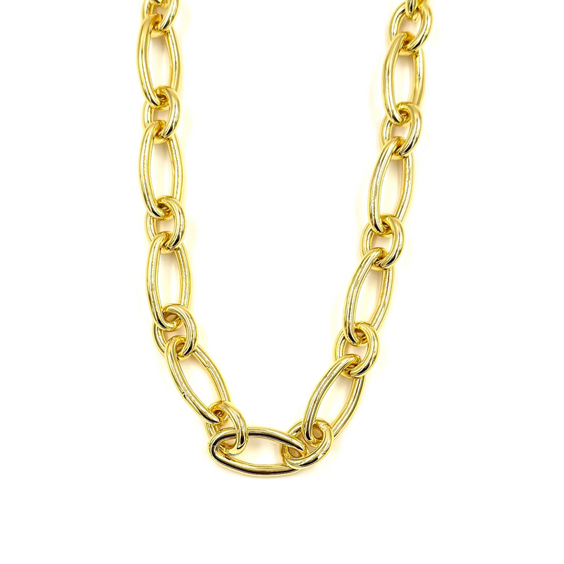 Ashley Gold Stainless Steel Gold Plated Open Oval Design Necklace