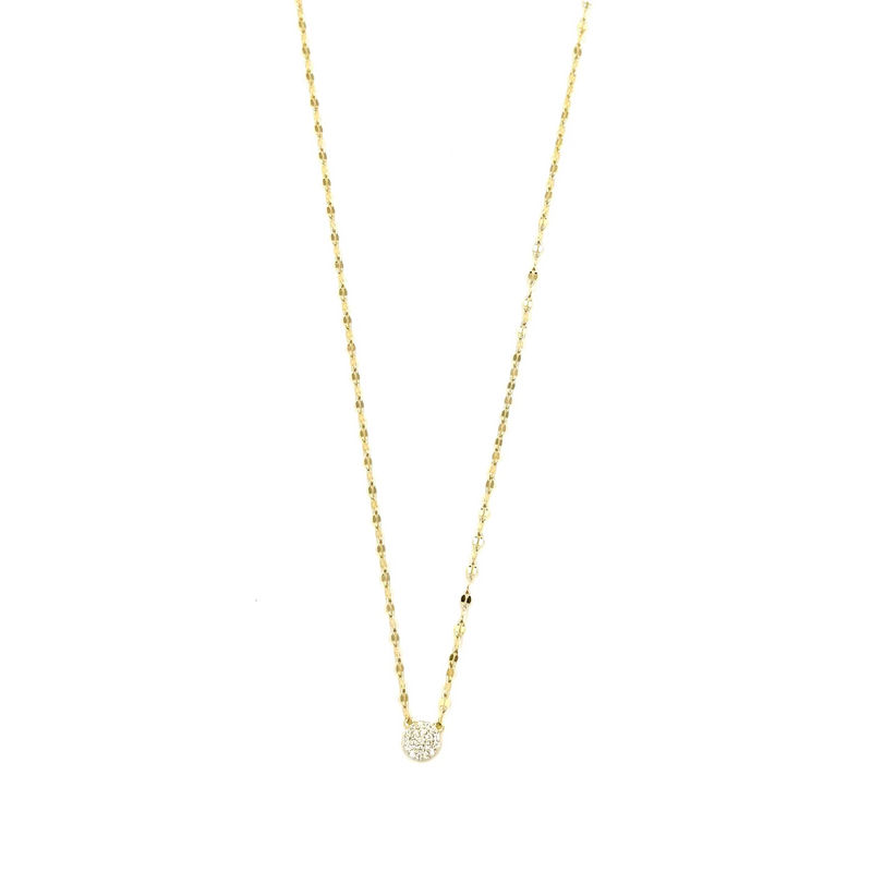 Ashley Gold Sterling Silver Diamond Cut Chain CZ Disc Necklace