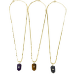 Ashley Gold Stainless Steel Gold Plated Circle Link Chain With Enamel Arrow Single Colored CZ Pendant Necklace