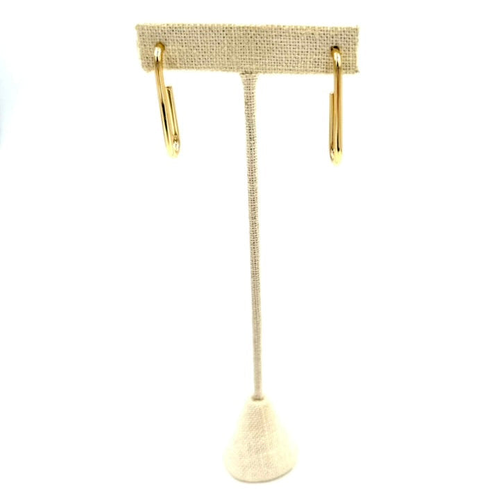 Ashley Gold Stainless Steel Gold Plated Rectangle Open Back Hoop Earrings