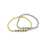 Ashley Gold Stainless Steel 5 CZ Bezel Set Ball Beaded Stretch Bracelet