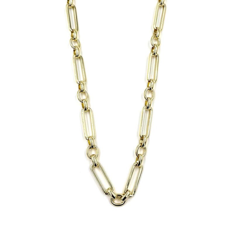 Ashley Gold Stainless Steel Gold Plated Open Link Design Necklace