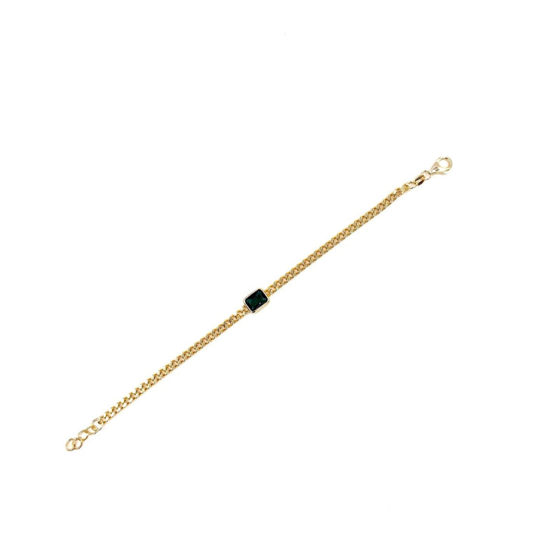 Ashley Gold Sterling Silver Gold Plated Colored Emerald Cut Design Link Bracelet