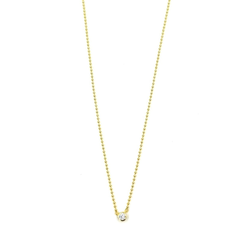Ashley Gold Sterling Silver Gold Plated Ball Design Center CZ Necklace