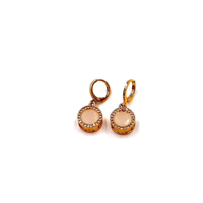 Ashley Gold Stainless Steel Rose Gold Semi Precious CZ Drop Earrings