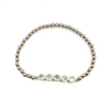 Ashley Gold Stainless Steel 5 CZ Bezel Set Ball Beaded Stretch Bracelet
