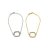 Ashley Gold Sterling Silver CZ Square Design Open Design Link Bracelet