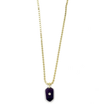 Ashley Gold Stainless Steel Gold Plated Circle Link Chain With Enamel Arrow Single Colored CZ Pendant Necklace