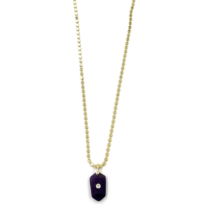 Ashley Gold Stainless Steel Gold Plated Circle Link Chain With Enamel Arrow Single Colored CZ Pendant Necklace
