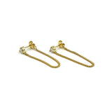 Ashley Gold Sterling Silver Gold Plated CZ Drop Flat Chain Earrings