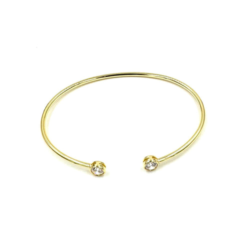 Ashley Gold Stainless Steel Bezel Set Layering Bangle Bracelet