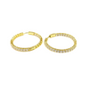 Ashley Gold Stainless Steel Gold Plated CZ Inside/Outside 1.5" Diameter Hoop Earrings