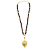 Ashley Gold Stainless Steel Gold Plated Brown Beaded CZ Leaf Detachable Pendant Necklace