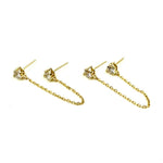 Ashley Gold Sterling Gold Plated Double Post CZ Chain Design Earrings