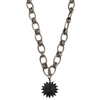 Ashley Gold Stainless Steel Triple Link Chain With CZ Gunmetal Sterling Silver Sun Charm Necklace