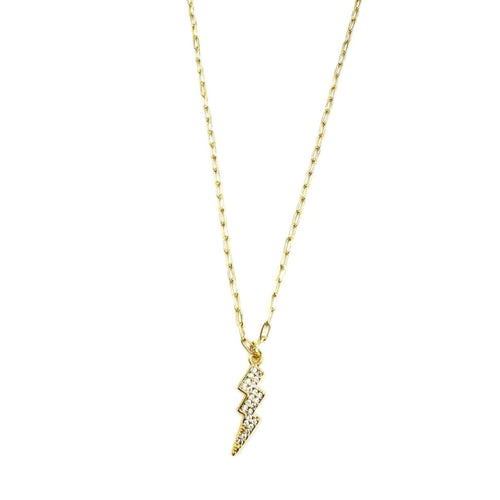 Ashley Gold Sterling Silver CZ Lightening Bolt Pendant Necklace