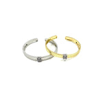 Ashley Gold Stainless Steel Open Design With CZ's And Lines Bangle Bracelet