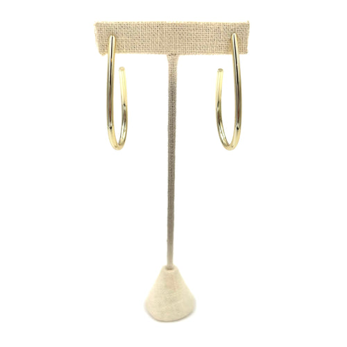 Ashley Gold Sterling Silver Gold Plated Oval Open Drop Hoop Earrings