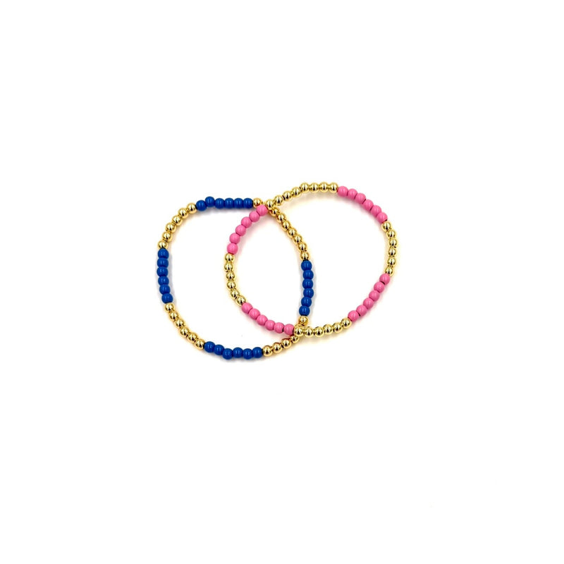 Ashley Gold Stainless Steel Gold Plated Beaded Ball Design 5 Enamel Stretch Bracelet