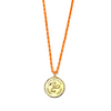 Ashley Gold Stainless Steel Gold Plated Large Disc Pendant With Orange Enamel Link Necklace