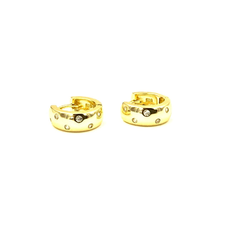 Ashley Gold Sterling Silver Gold Plated Assorted CZ Huggies Hoop Earrings