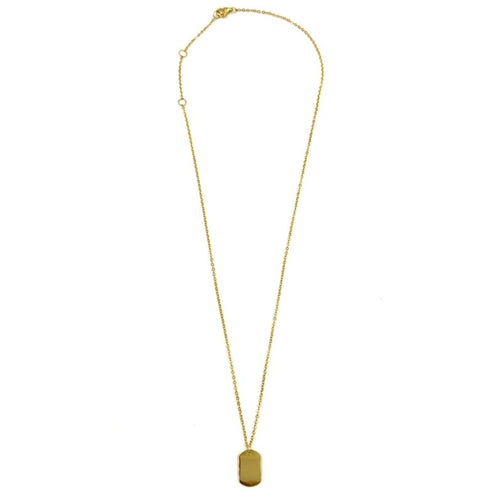Ashley Gold Sterling Silver Gold Plated Link Chain With Dog Tag Pendant Necklace