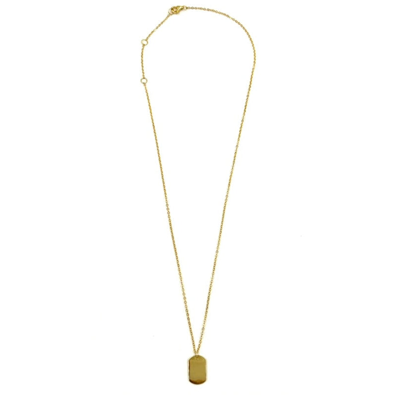 Ashley Gold Sterling Silver Gold Plated Link Chain With Dog Tag Pendant Necklace