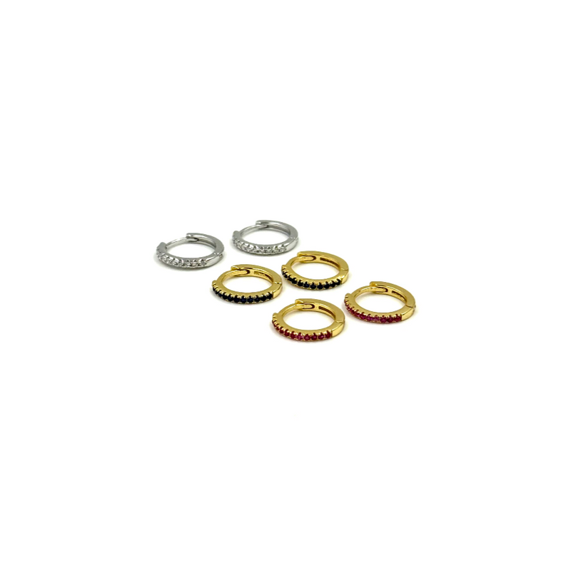 Ashley Gold Sterling Silver Mini Hoop CZ Earrings