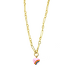 Ashley Gold Stainless Steel Gold Plated Link Design With One Pendant Necklace