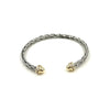 Ashley Gold Stainless Steel Two Toned Braided Design With CZ Open Bangle Bracelet