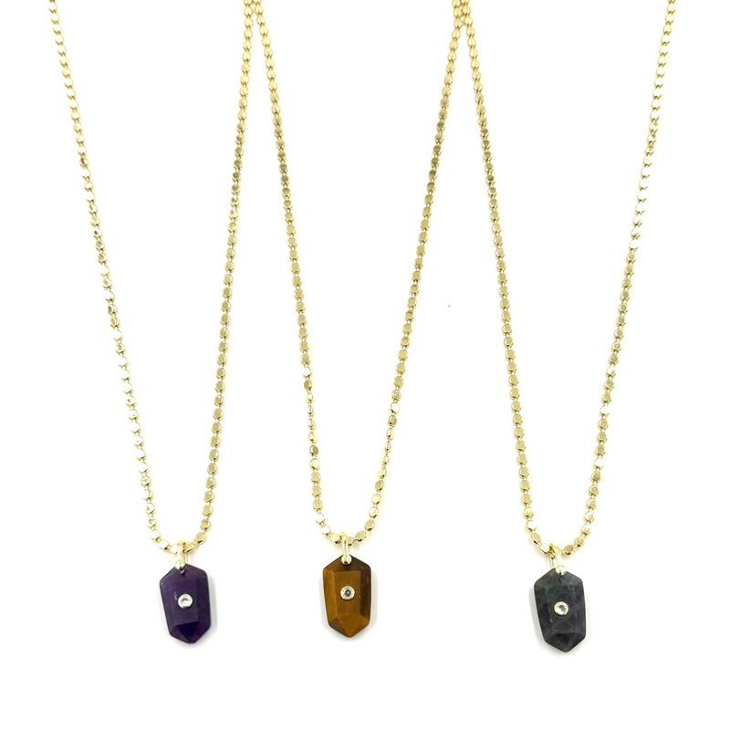 Ashley Gold Stainless Steel Gold Plated Circle Link Chain With Enamel Arrow Single Colored CZ Pendant Necklace