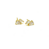 Ashley Gold Sterling Silver Gold Plated Double Shape CZ Stud Earrings