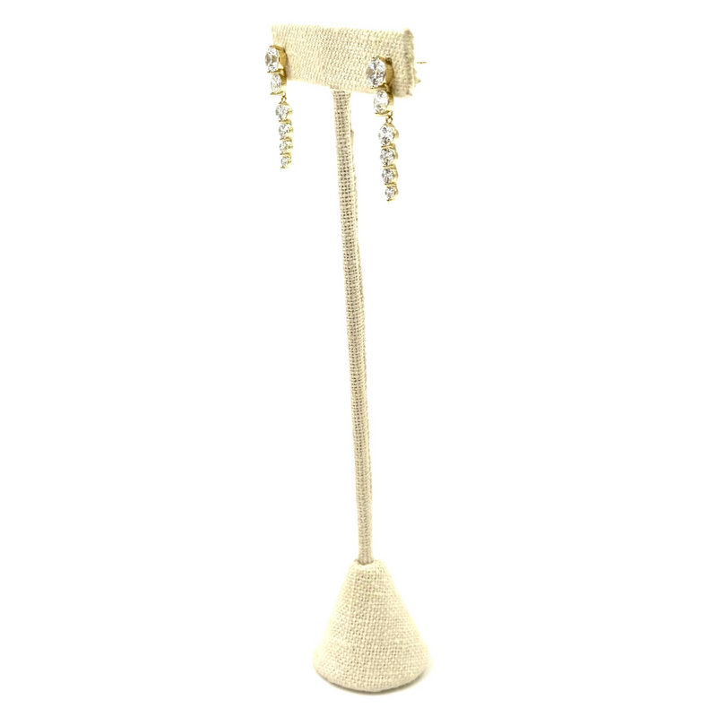 Ashley Gold Sterling Silver Graduating Drop CZ Earrings