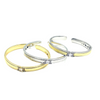 Ashley Gold Stainless Steel Emerald Cut CZ Design Bangle Bracelet