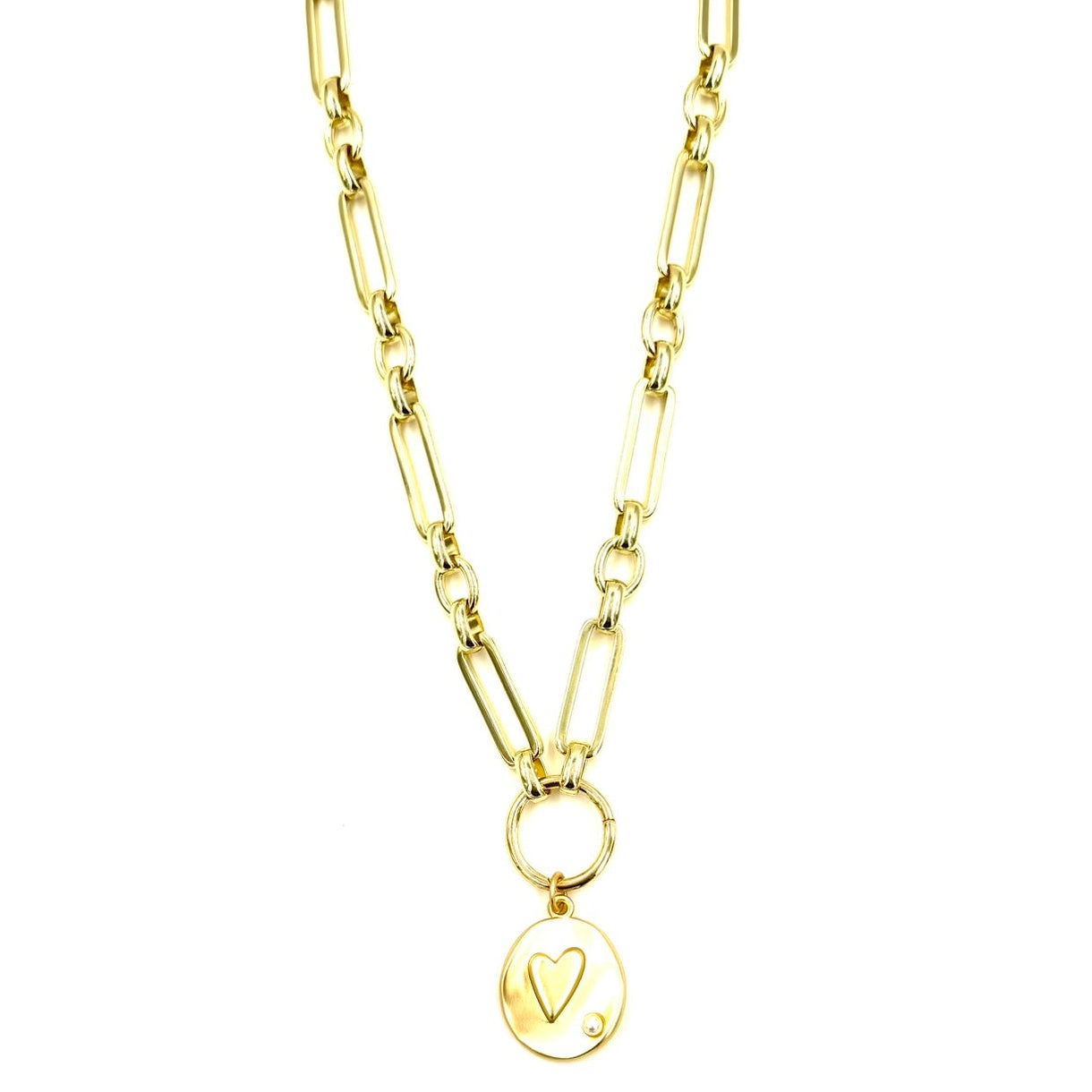 Ashley Gold Stainless Steel Gold Plated Drop Heart Engraved Pendant Ne Ashley Gold Stainless Steel Gold Plated Drop Heart Engraved Pendant Ne