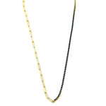 Ashley Gold Sterling Silver Gold Plated Half Link Half Blue CZ Necklace