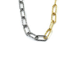 Ashley Gold Stainless Steel Gold Plated Two Toned Faceted Chain Link Necklace