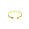 Ashley Gold Stainless Steel Gold Plated Woven Design CZ Ends Bangle Bracelet