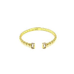 Ashley Gold Stainless Steel Gold Plated Woven Design CZ Ends Bangle Bracelet