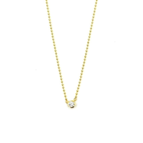 Ashley Gold Sterling Silver Gold Plated Ball Design Center CZ Necklace