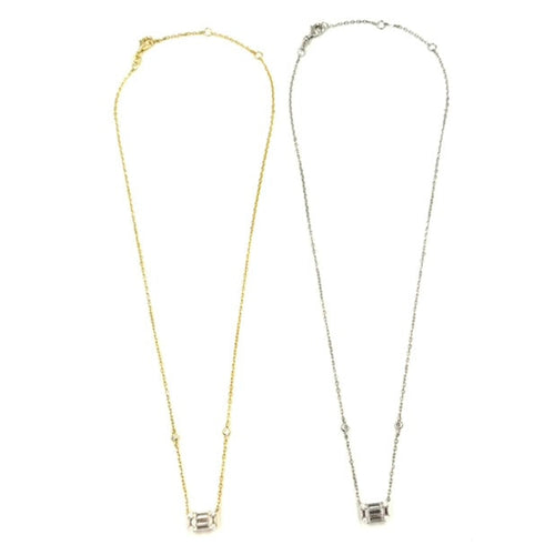 Ashley Gold Sterling Silver Emerald And Baguette Design Drop CZ By The Yard Necklace