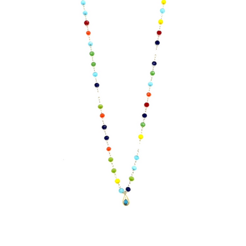Ashley Gold Sterling Silver Gold Plated Assorted Enamel Beaded Drop Necklace