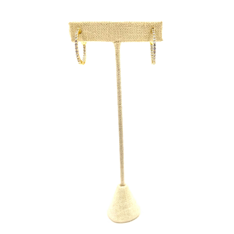 Ashley Gold Stainless Steel Inside/Outside CZ 1" Hoop Earrings