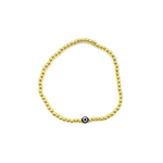 Ashley Gold Stainless Steel Gold Plated Single Evil Eye Beaded Ball Stretch Bracelet