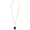 Ashley Gold Stainless Steel Gold Plated Enamel Single CZ Drop Pendfant Necklace