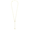 Ashley Gold Sterling Silver Gold Plated Link Chain Lariat With Single Bezel CZ Necklace