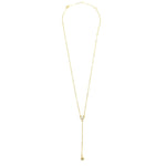 Ashley Gold Sterling Silver Gold Plated Link Chain Lariat With Single Bezel CZ Necklace